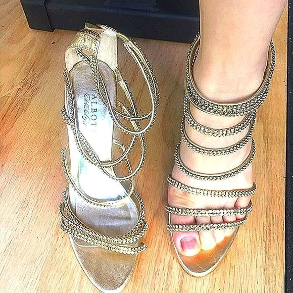 Talbots Gold strap heels - Picture 1 of 6